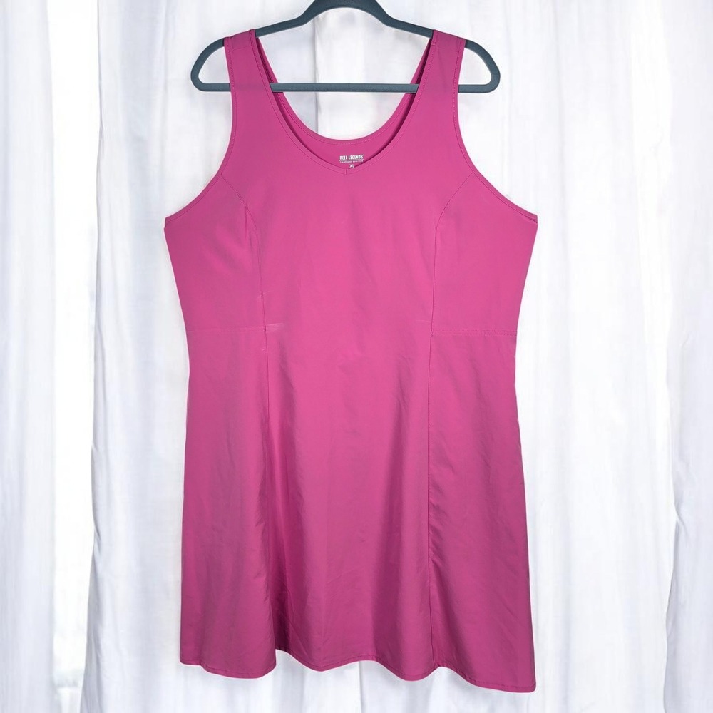 Reel Legends Womens XL Pink Performance Sleeveless Pocket Dress Activewear Sport